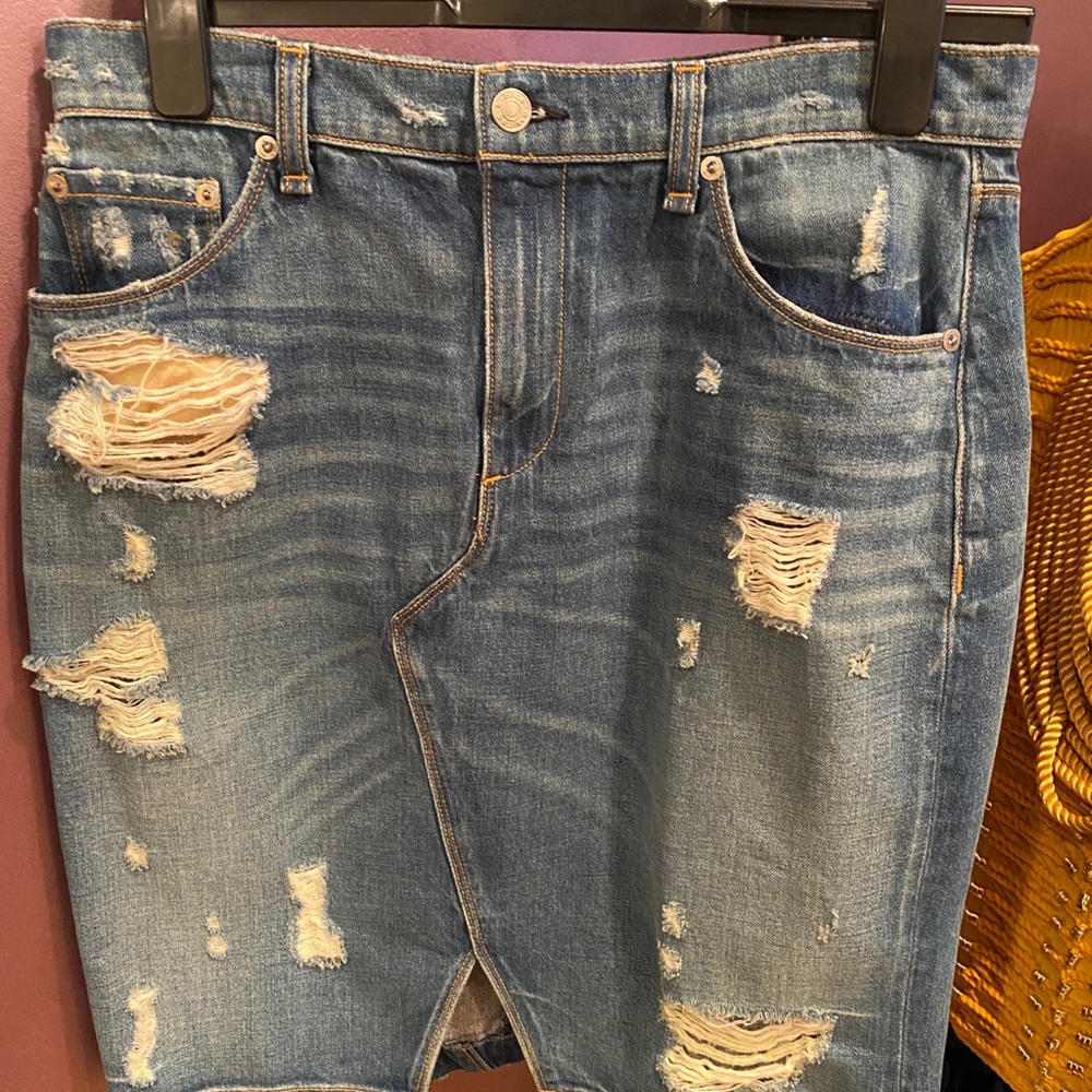 rag & bone/JEAN Shredded Denim Skirt - Picture 2 of 3